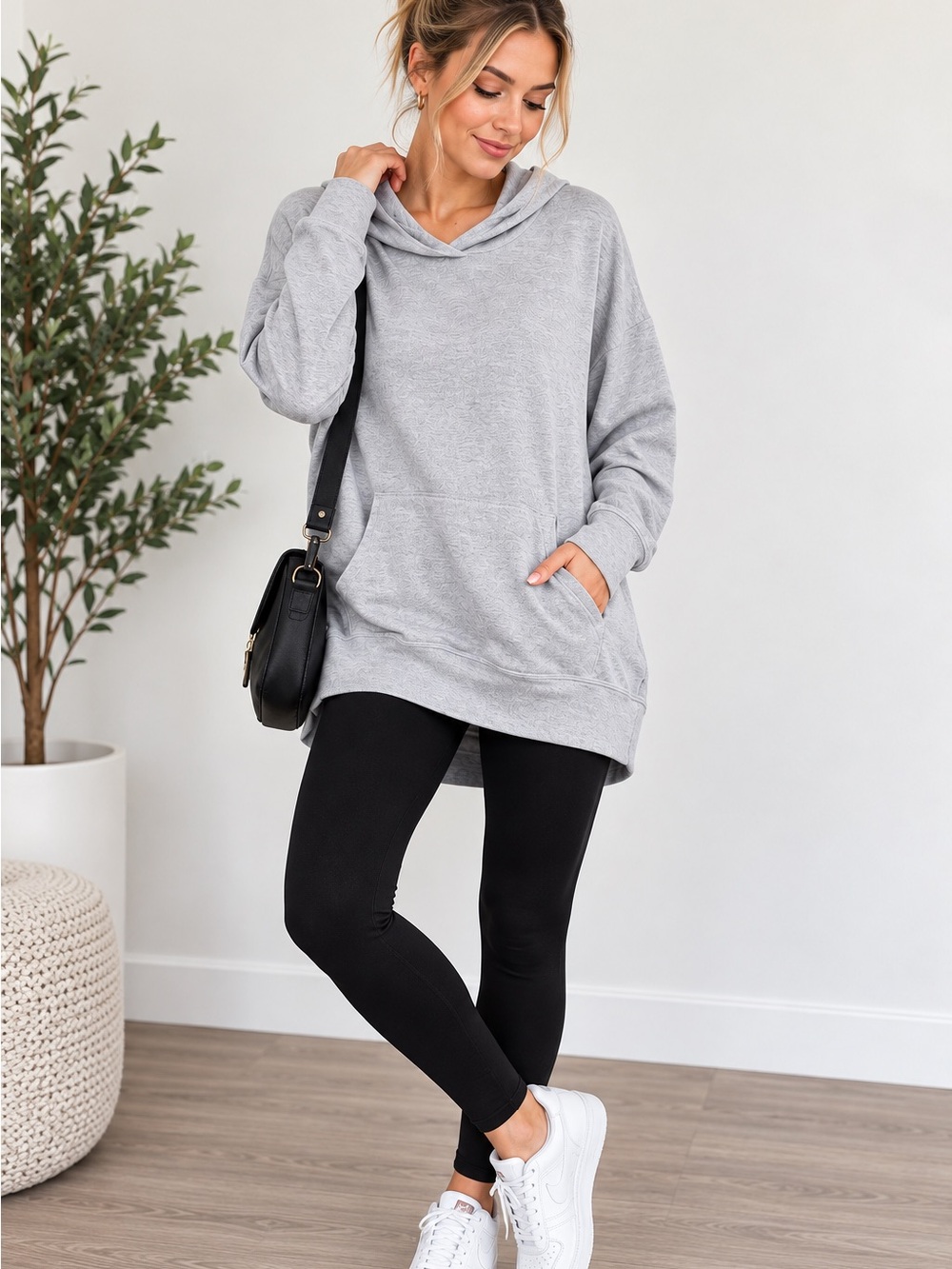 Gilly Hicks Gray Lightweight Oversized Hoodie Pullover XS Kangaroo Pocket